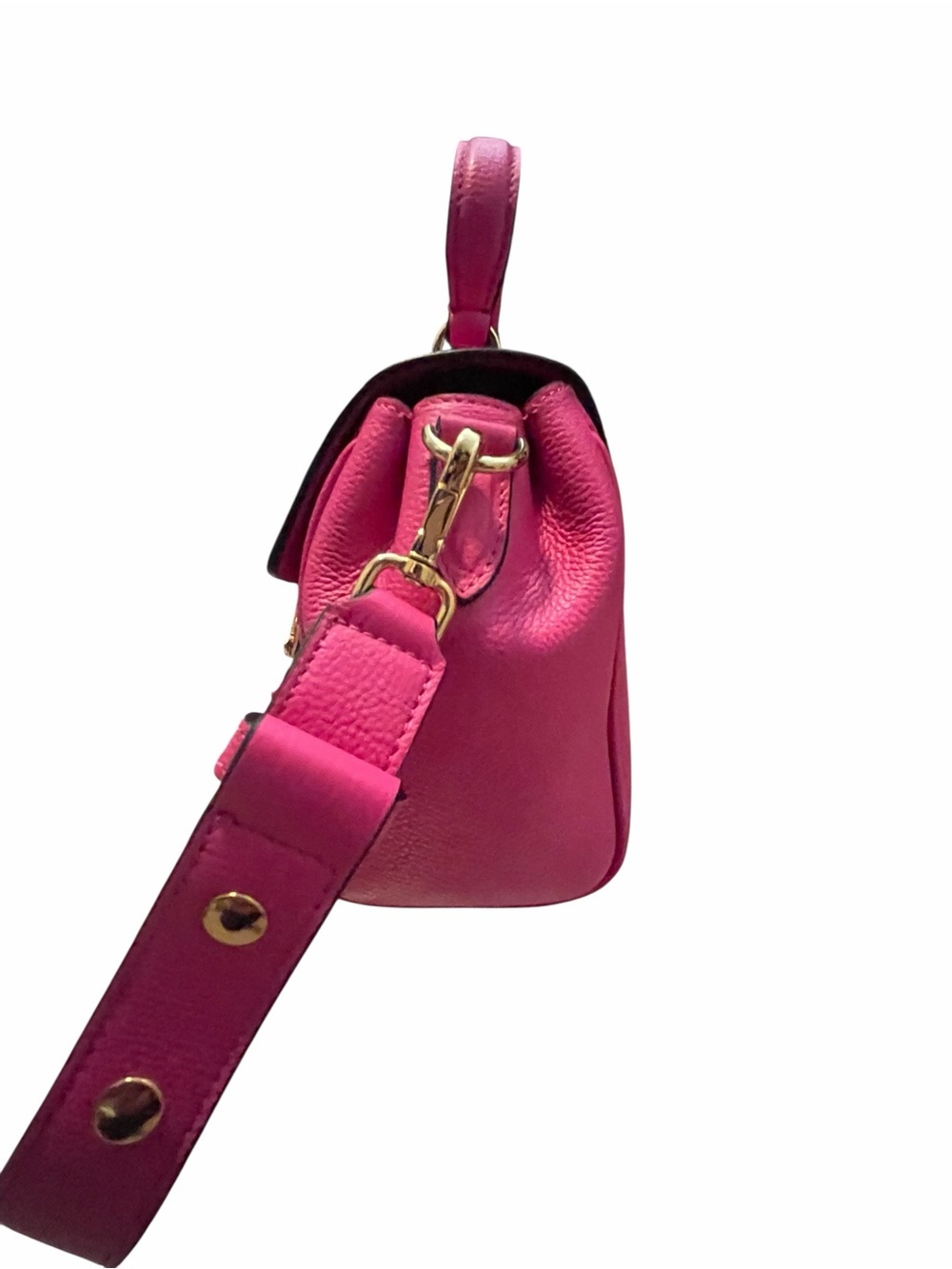 Versace Virtus Grainy Calf Small Pink Top-Handle Satchel with Gold Hardware - Picture 12 of 13